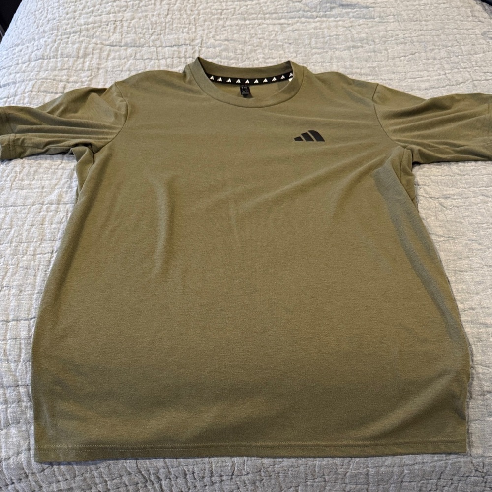 Adidas Men's Khaki Green Short Sleeve Tee
